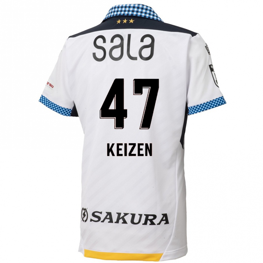 Men Football Keizen Iida #47 White Black Away Jersey 2024/25 T-Shirt Nz