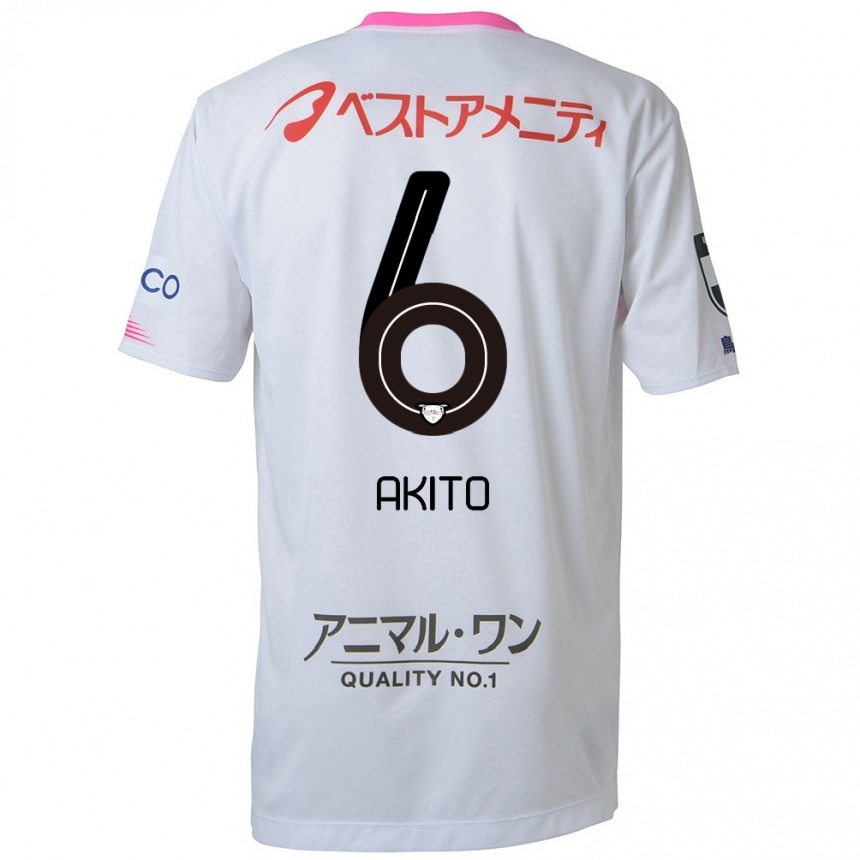 Men Football Akito Fukuta #6 White Blue Pink Away Jersey 2024/25 T-Shirt Nz