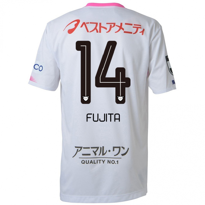 Men Football Naoyuki Fujita #14 White Blue Pink Away Jersey 2024/25 T-Shirt Nz