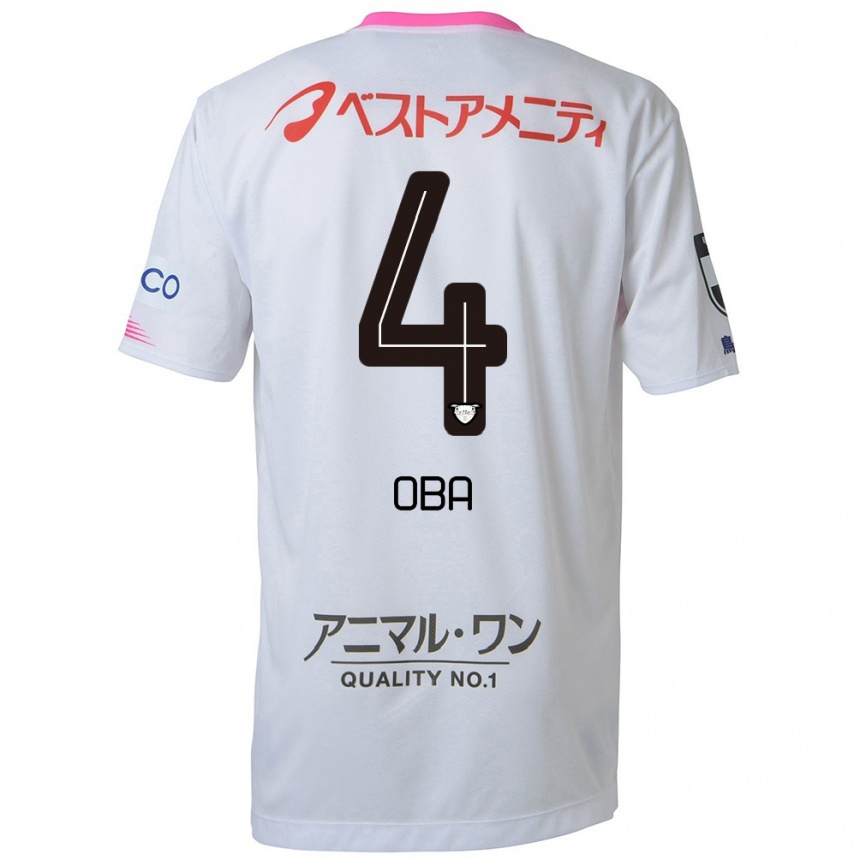 Men Football Shotaro Oba #4 White Blue Pink Away Jersey 2024/25 T-Shirt Nz