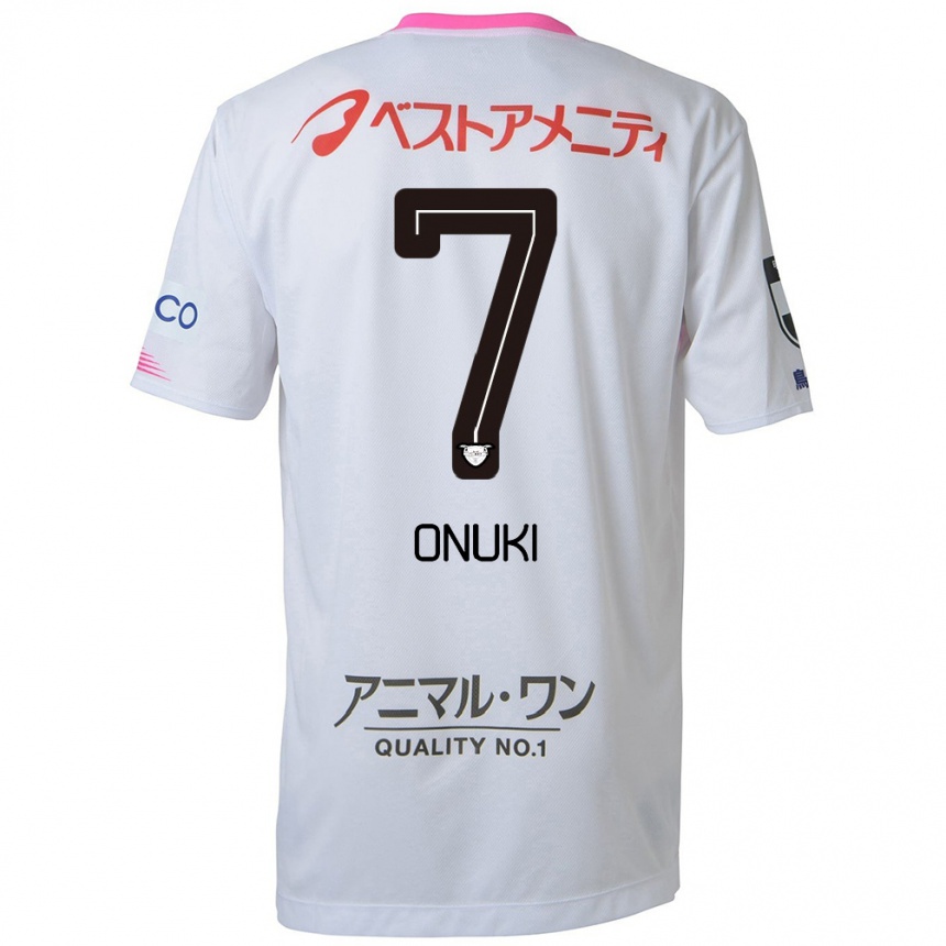 Men Football Tentaro Onuki #7 White Blue Pink Away Jersey 2024/25 T-Shirt Nz