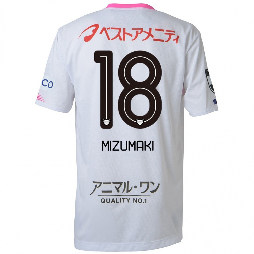 Men Football Tokito Mizumaki #18 White Blue Pink Away Jersey 2024/25 T-Shirt Nz