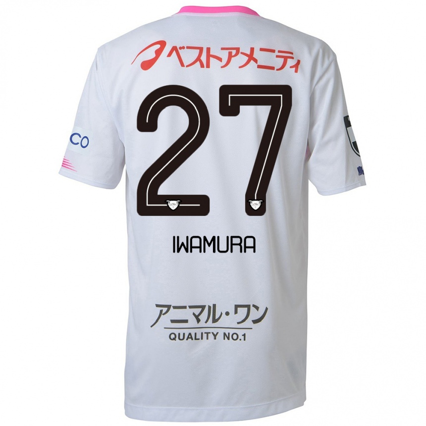 Men Football Junnosuke Iwamura #27 White Blue Pink Away Jersey 2024/25 T-Shirt Nz