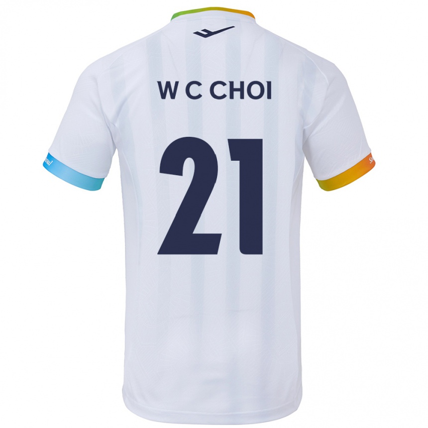 Men Football Cheol-Won Choi #21 White Blue Away Jersey 2024/25 T-Shirt Nz