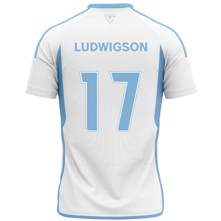 Men Football Gustav Ludwigson #17 White Blue Away Jersey 2024/25 T-Shirt Nz