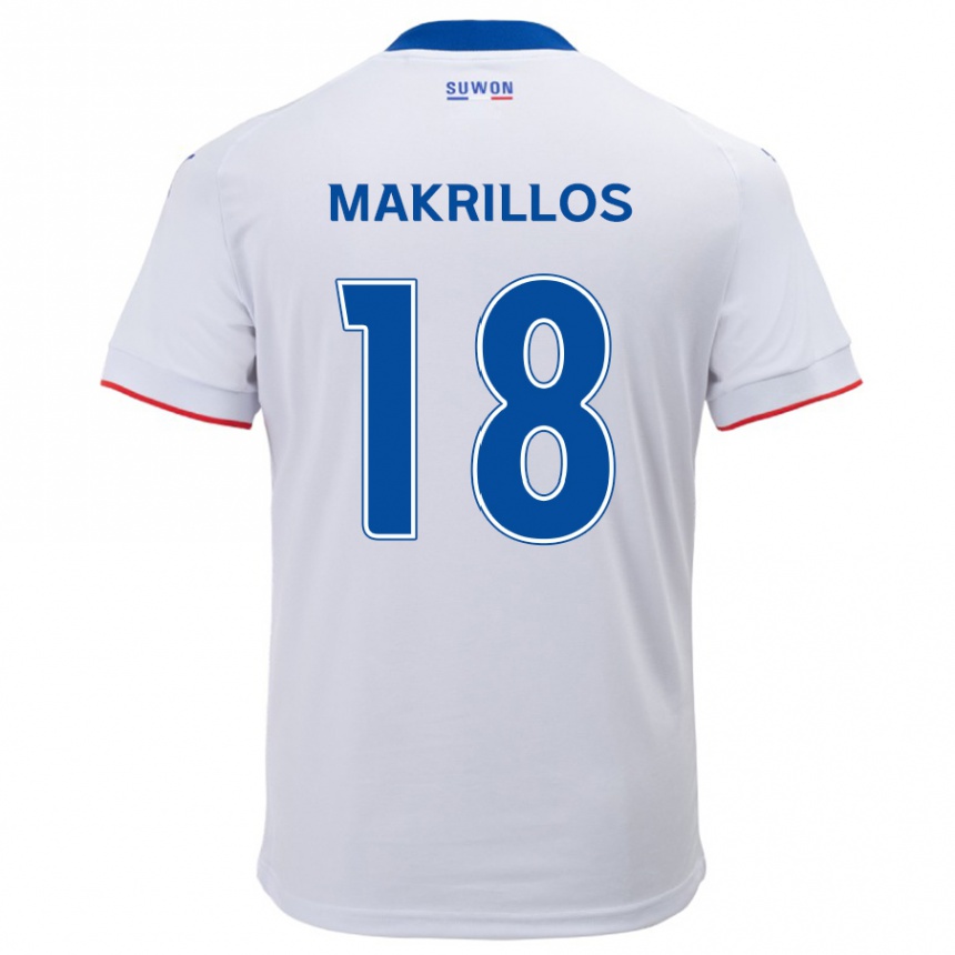 Men Football Peter Makrillos #18 White Blue Away Jersey 2024/25 T-Shirt Nz