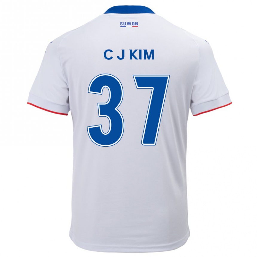 Men Football Joo-Chan Kim #37 White Blue Away Jersey 2024/25 T-Shirt Nz