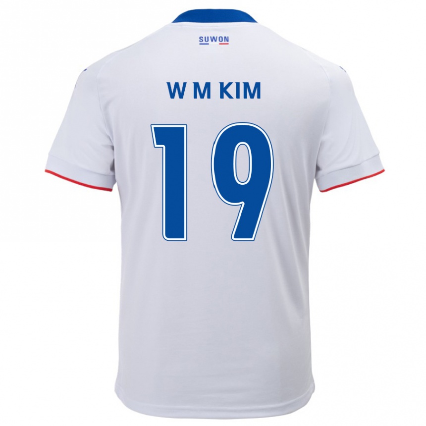 Men Football Min-Woo Kim #19 White Blue Away Jersey 2024/25 T-Shirt Nz