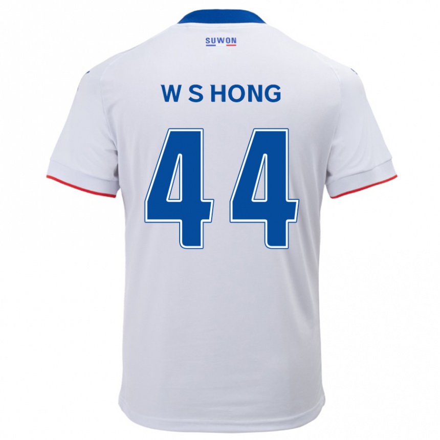 Men Football Sang-Won Hong #44 White Blue Away Jersey 2024/25 T-Shirt Nz