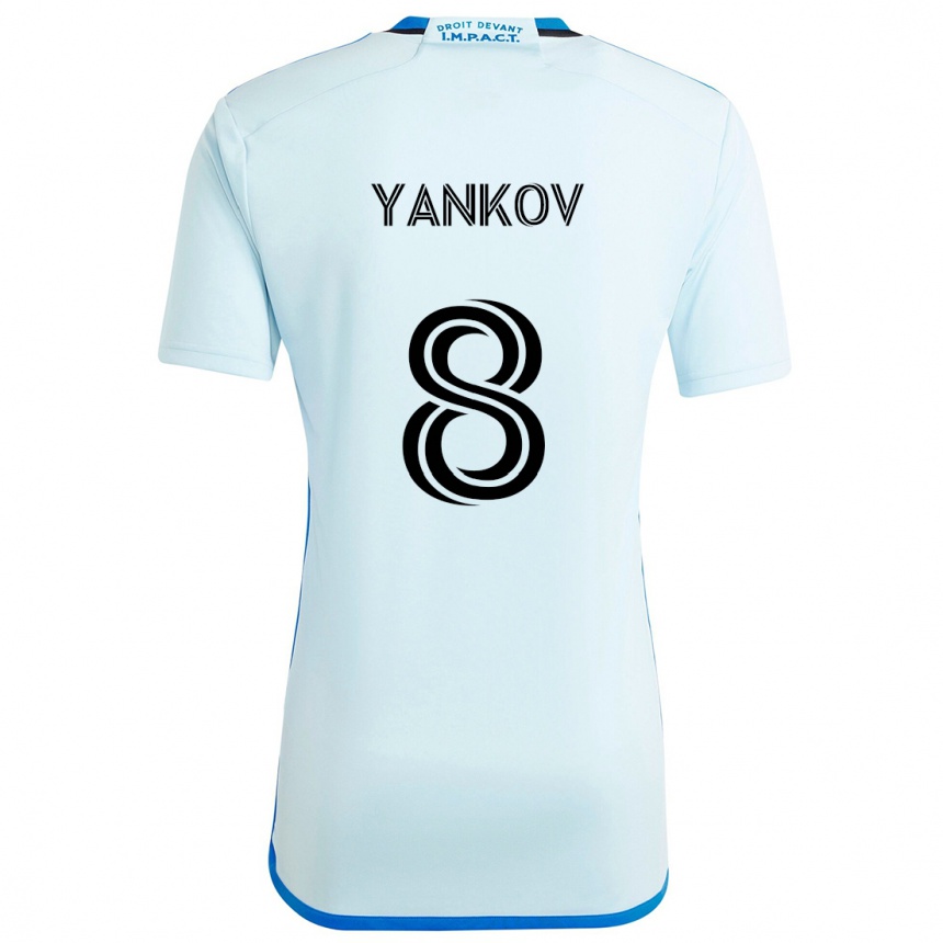 Men Football Dominik Yankov #8 Ice Blue Away Jersey 2024/25 T-Shirt Nz