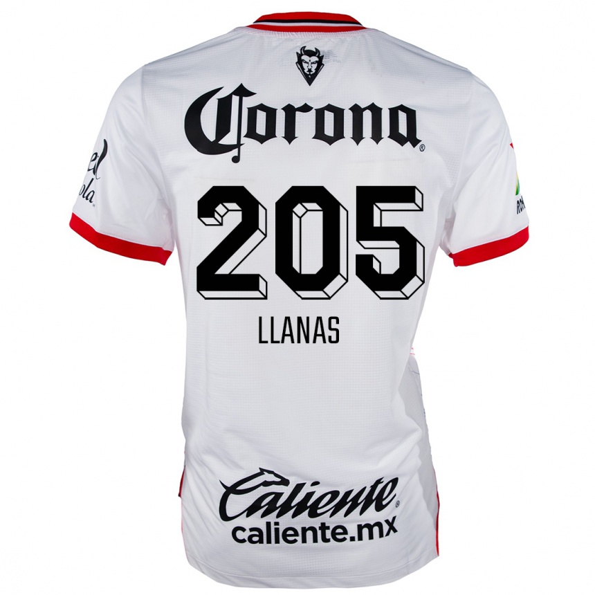 Men Football Emmanuel Llanas #205 White Red Away Jersey 2024/25 T-Shirt Nz