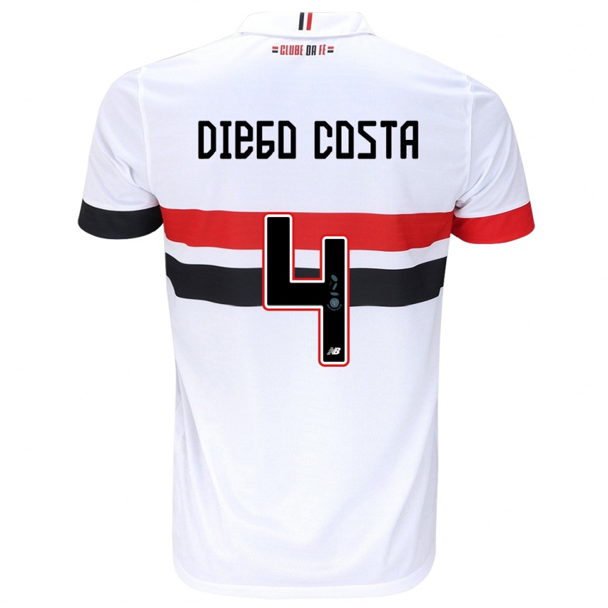 Women Football Diego Costa #4 White Red Black Home Jersey 2024/25 T-Shirt Nz