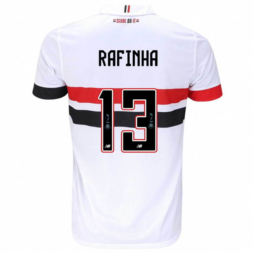 Women Football Rafinha #13 White Red Black Home Jersey 2024/25 T-Shirt Nz