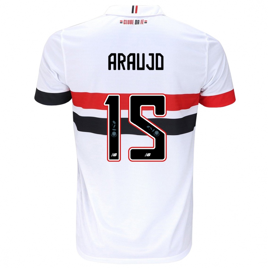 Women Football Michel Araújo #15 White Red Black Home Jersey 2024/25 T-Shirt Nz