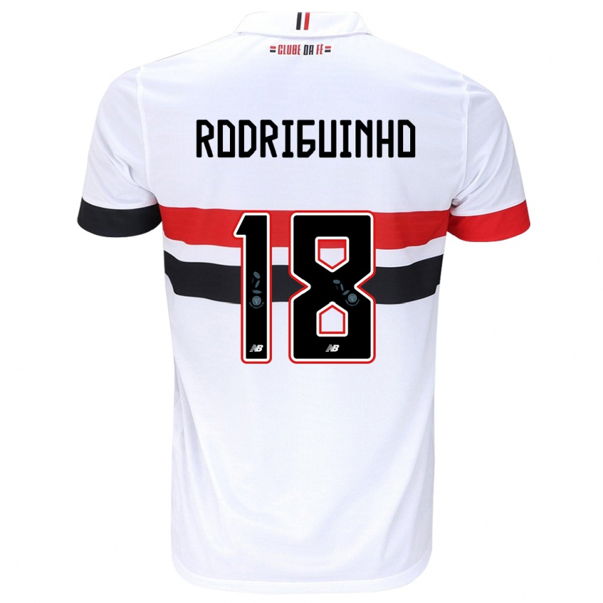 Women Football Rodriguinho #18 White Red Black Home Jersey 2024/25 T-Shirt Nz