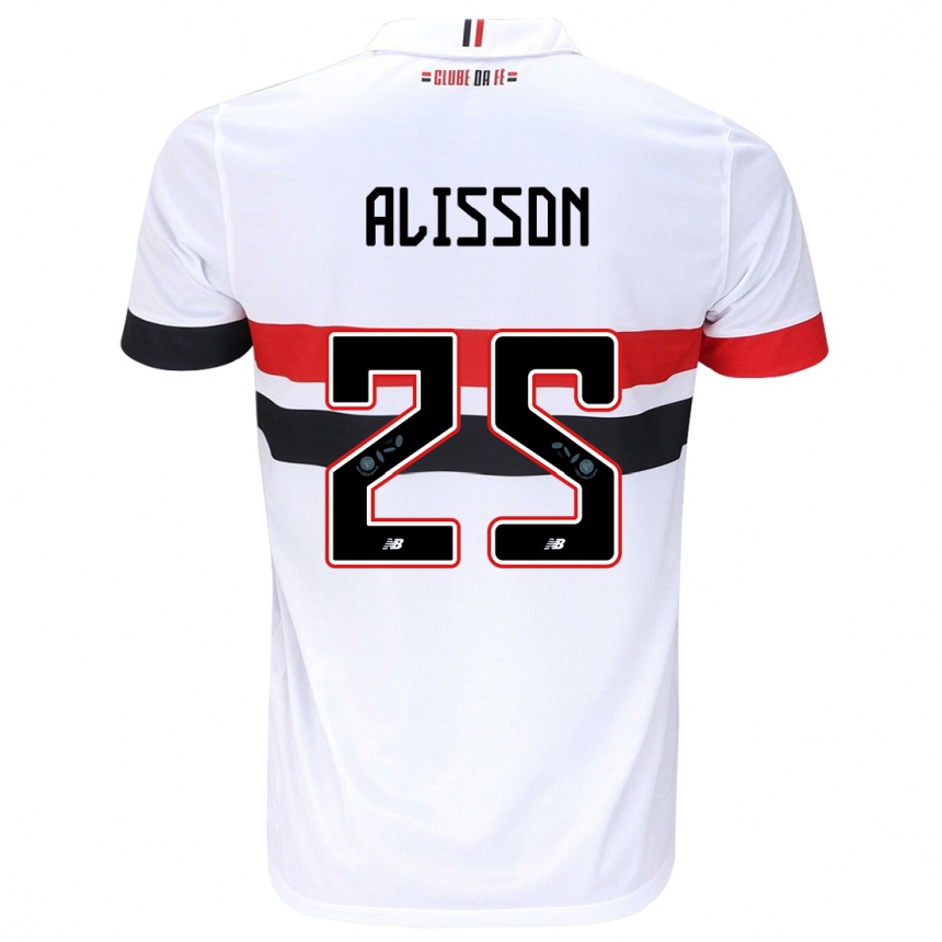 Women Football Alisson #25 White Red Black Home Jersey 2024/25 T-Shirt Nz