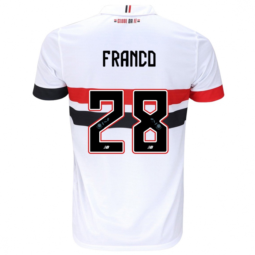 Women Football Alan Franco #28 White Red Black Home Jersey 2024/25 T-Shirt Nz