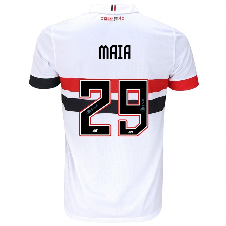 Women Football Pablo Maia #29 White Red Black Home Jersey 2024/25 T-Shirt Nz