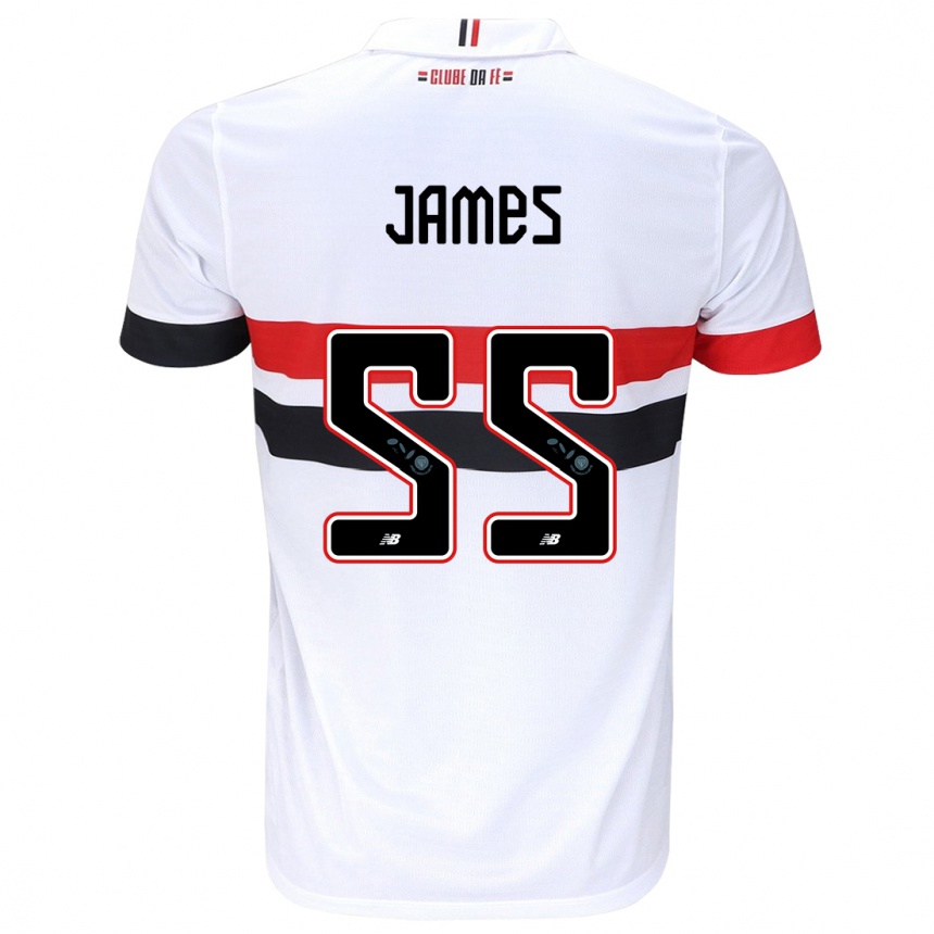 Women Football James Rodríguez #55 White Red Black Home Jersey 2024/25 T-Shirt Nz