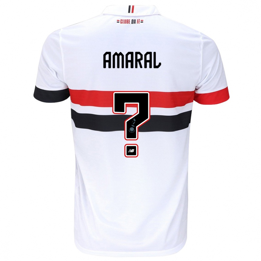 Women Football Mateus Amaral #0 White Red Black Home Jersey 2024/25 T-Shirt Nz