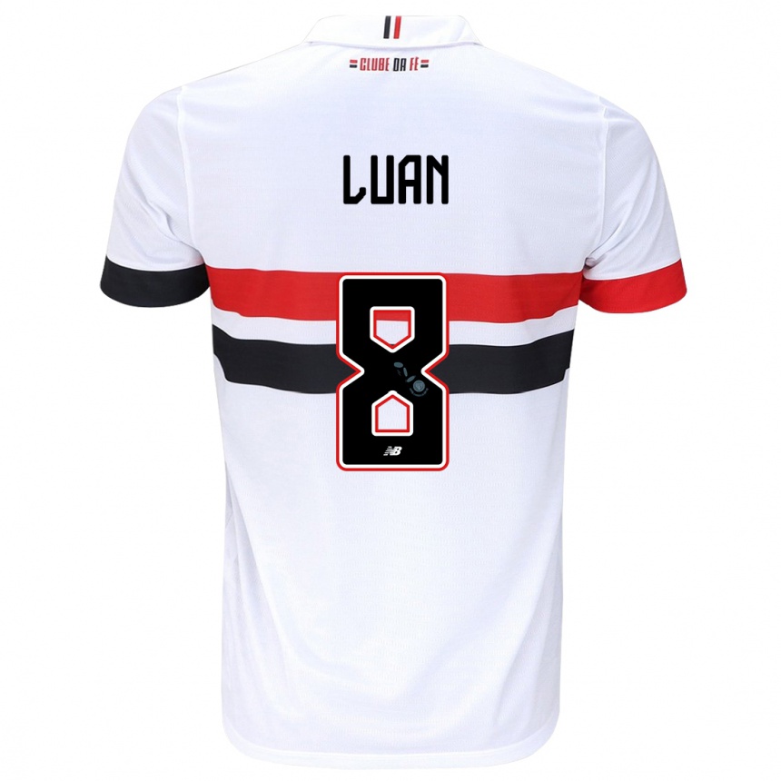 Women Football Luan #8 White Red Black Home Jersey 2024/25 T-Shirt Nz