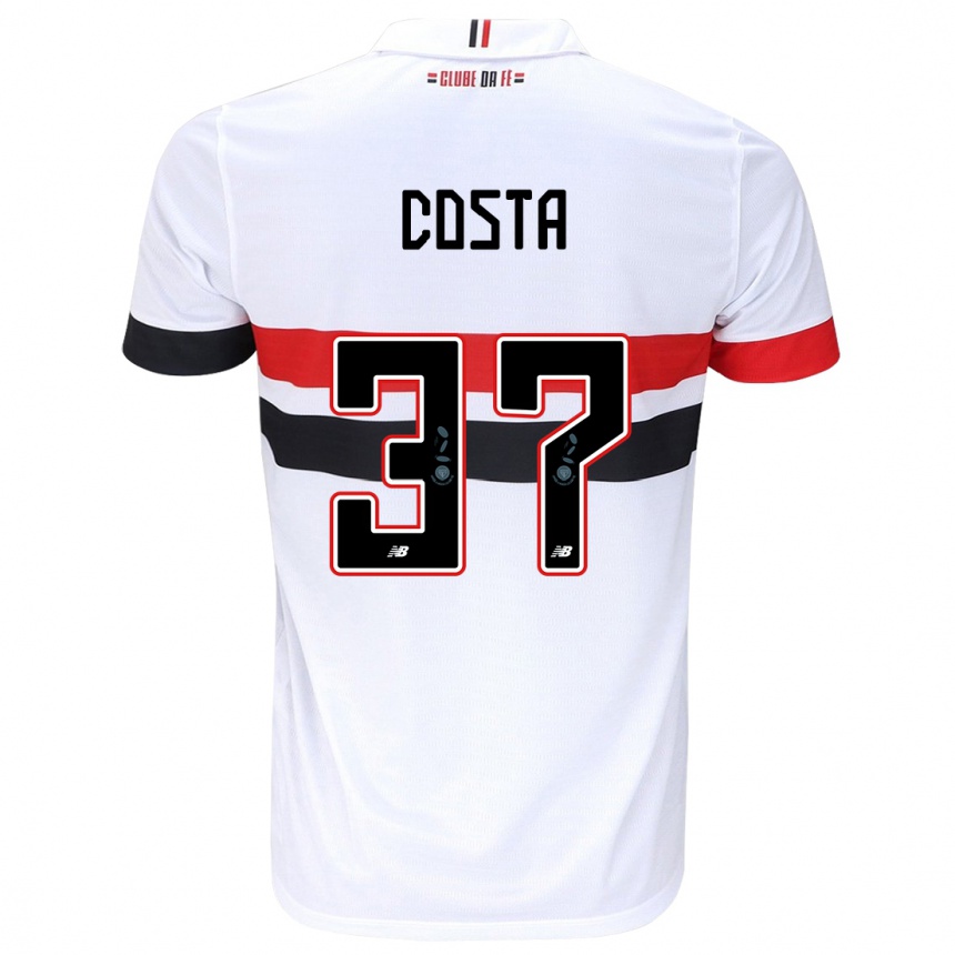 Women Football Talles Costa #37 White Red Black Home Jersey 2024/25 T-Shirt Nz