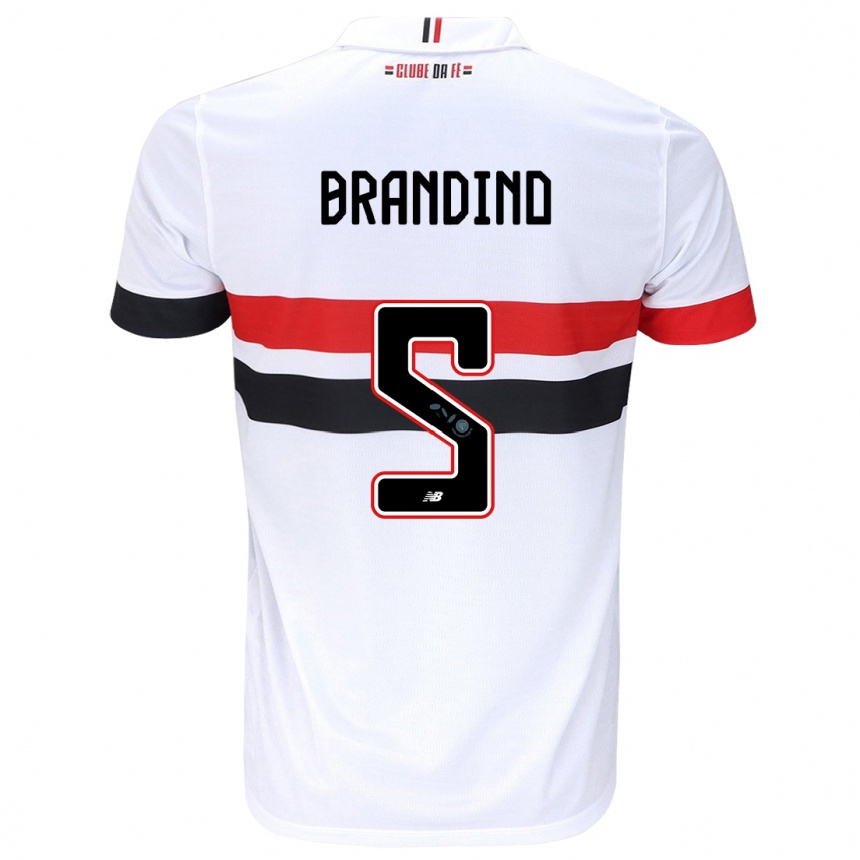 Women Football Kika Brandino #5 White Red Black Home Jersey 2024/25 T-Shirt Nz