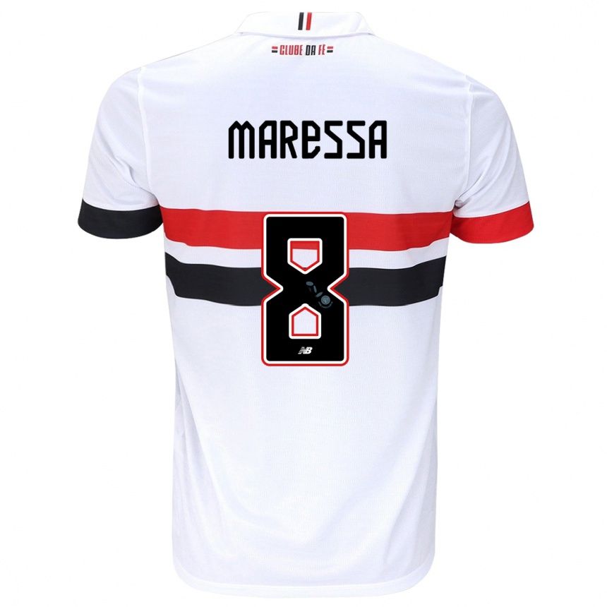 Women Football Maressa #8 White Red Black Home Jersey 2024/25 T-Shirt Nz