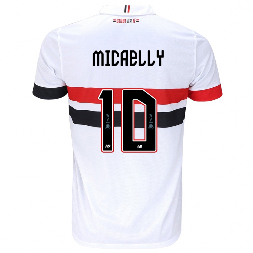 Women Football Micaelly #10 White Red Black Home Jersey 2024/25 T-Shirt Nz