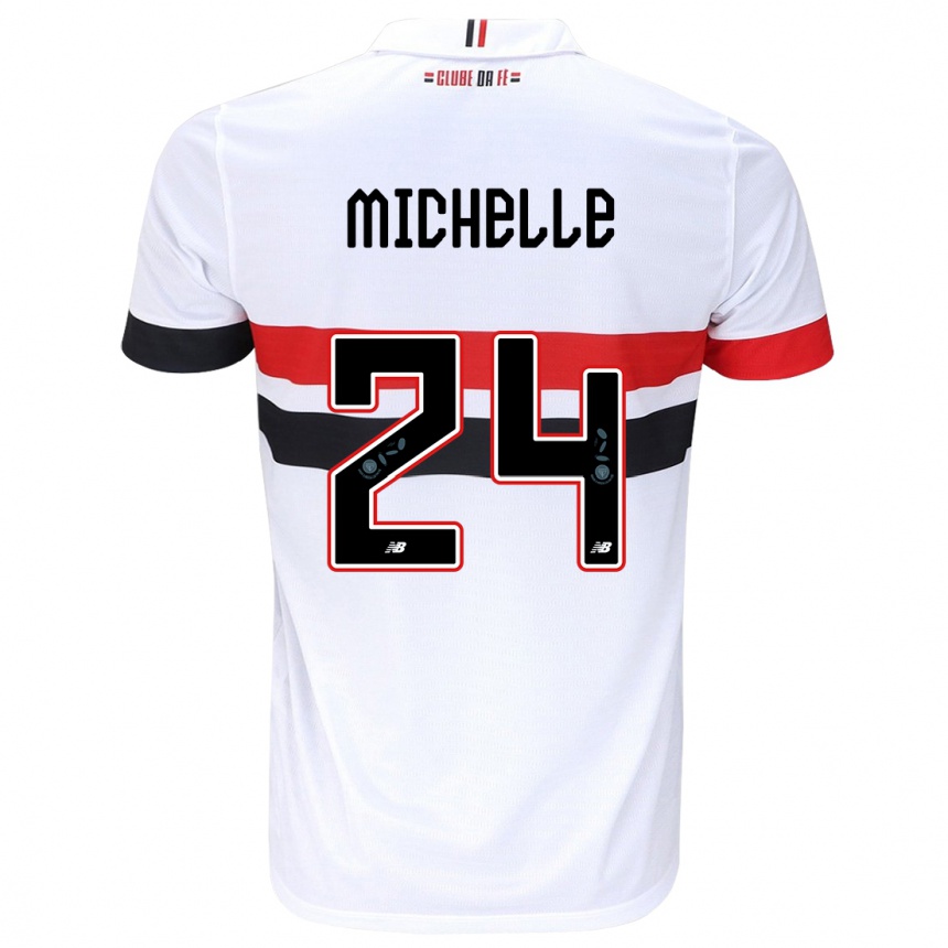 Women Football Michelle #24 White Red Black Home Jersey 2024/25 T-Shirt Nz