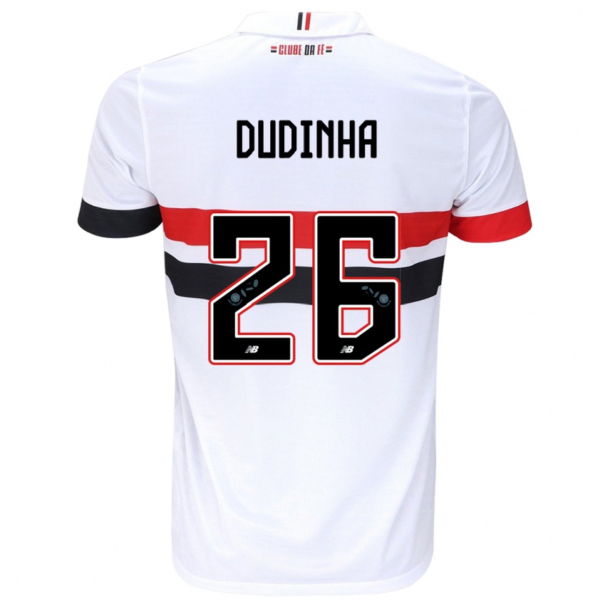 Women Football Dudinha #26 White Red Black Home Jersey 2024/25 T-Shirt Nz