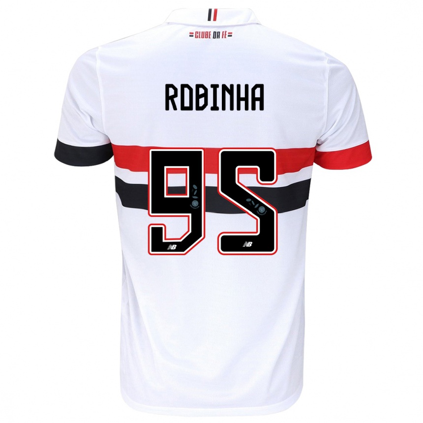 Women Football Robinha #95 White Red Black Home Jersey 2024/25 T-Shirt Nz