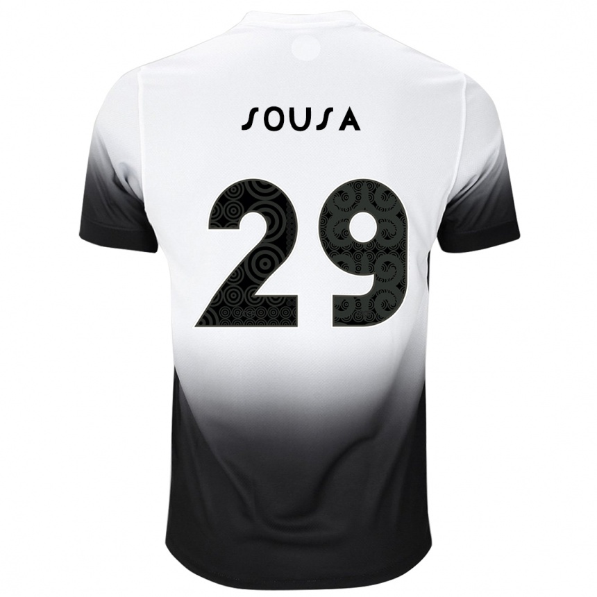 Women Football Arthur Sousa #29 White Black Home Jersey 2024/25 T-Shirt Nz