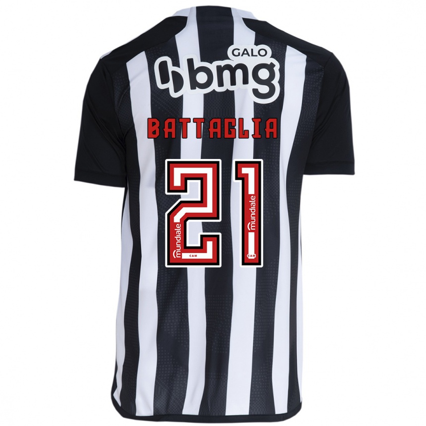 Women Football Rodrigo Battaglia #21 White Black Home Jersey 2024/25 T-Shirt Nz