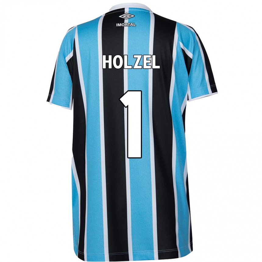 Women Football Vivi Holzel #1 Blue Black White Home Jersey 2024/25 T-Shirt Nz