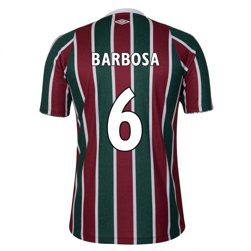 Women Football Diogo Barbosa #6 Green Maroon White Home Jersey 2024/25 T-Shirt Nz