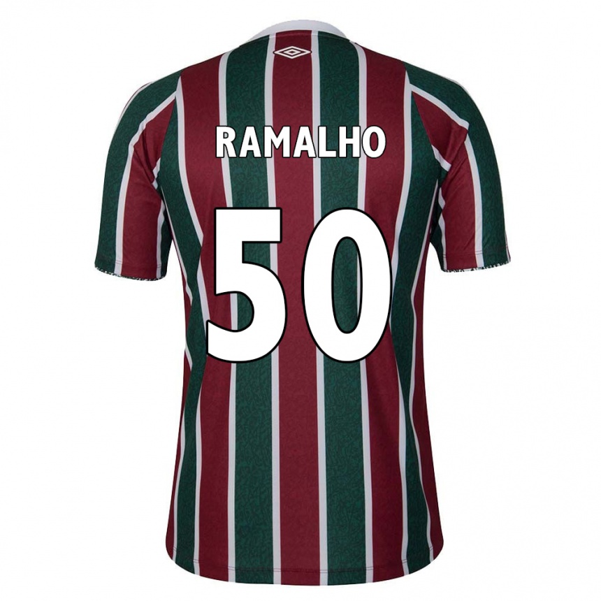 Women Football Gustavo Ramalho #50 Green Maroon White Home Jersey 2024/25 T-Shirt Nz