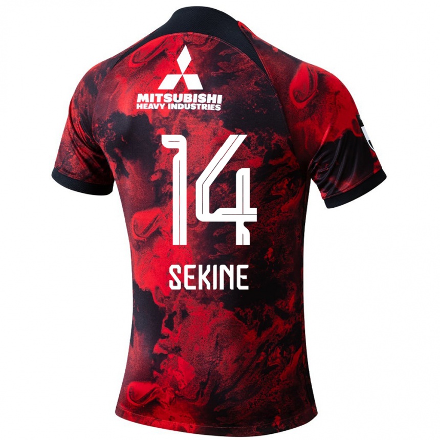 Women Football Takahiro Sekine #14 Red Black Home Jersey 2024/25 T-Shirt Nz