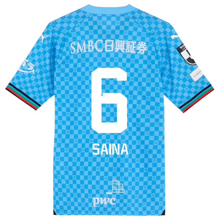 Women Football Yuta Saina #6 Azure Blue Home Jersey 2024/25 T-Shirt Nz