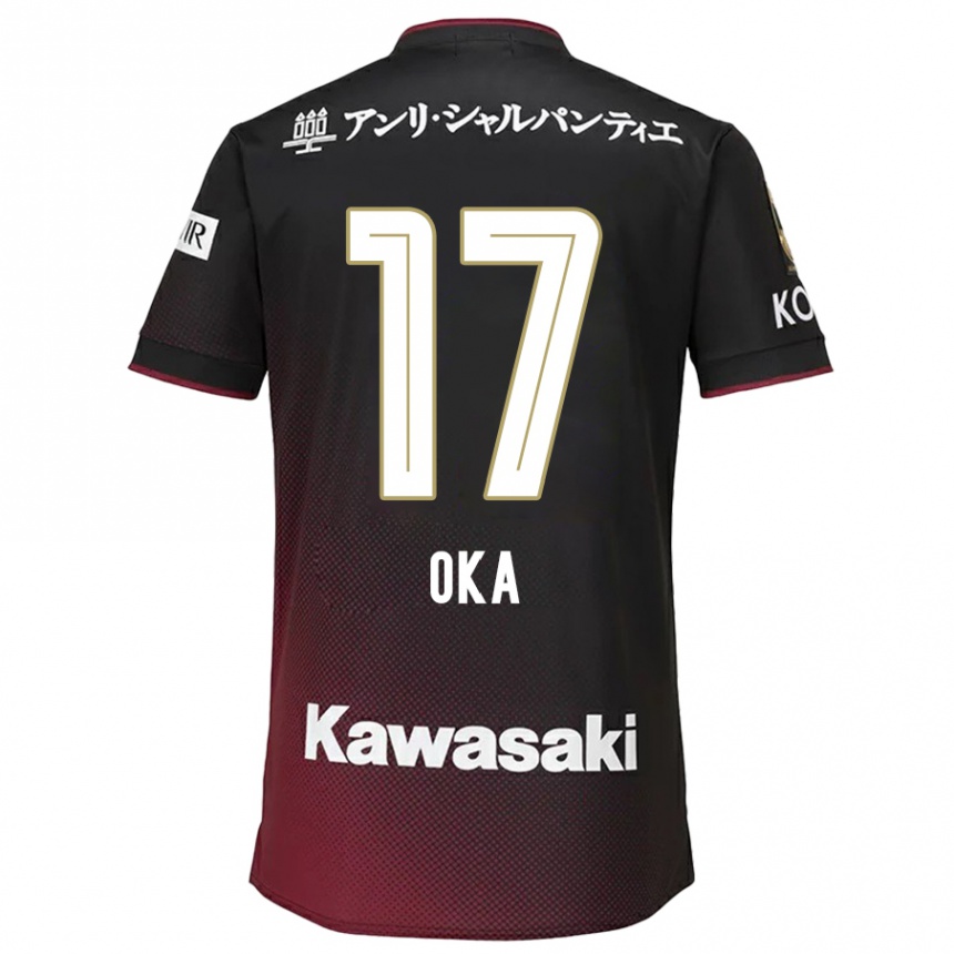 Women Football Shoei Oka #17 Black Red Home Jersey 2024/25 T-Shirt Nz