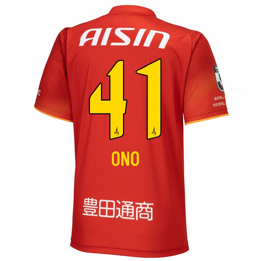 Women Football Masahito Ono #41 Red White Yellow Home Jersey 2024/25 T-Shirt Nz