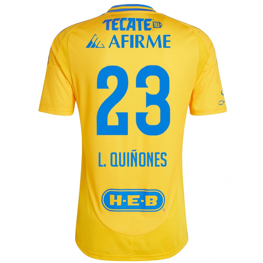 Women Football Luis Quinones #23 Gold Yellow Home Jersey 2024/25 T-Shirt Nz