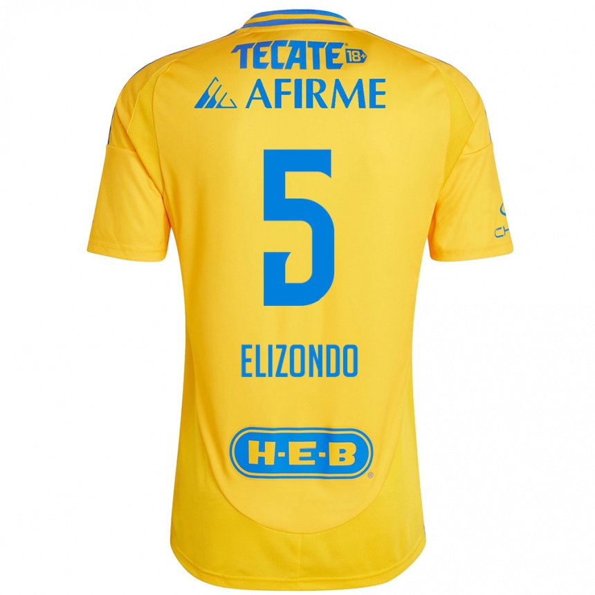 Women Football Fernanda Elizondo #5 Gold Yellow Home Jersey 2024/25 T-Shirt Nz