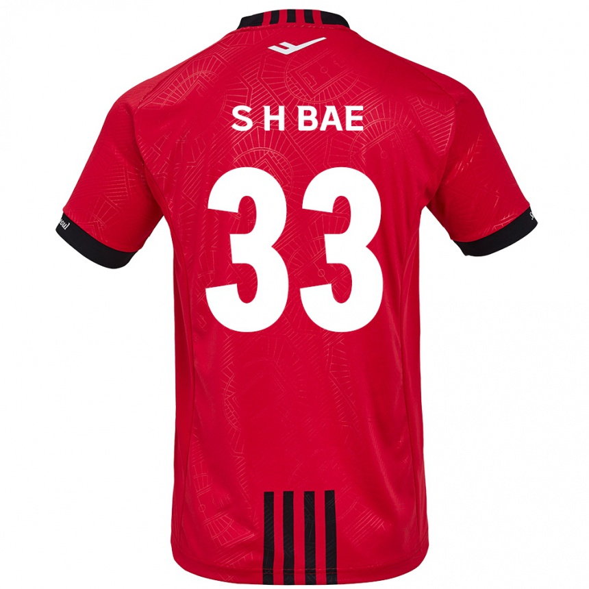 Women Football Hyun-Seo Bae #33 Red Black Home Jersey 2024/25 T-Shirt Nz