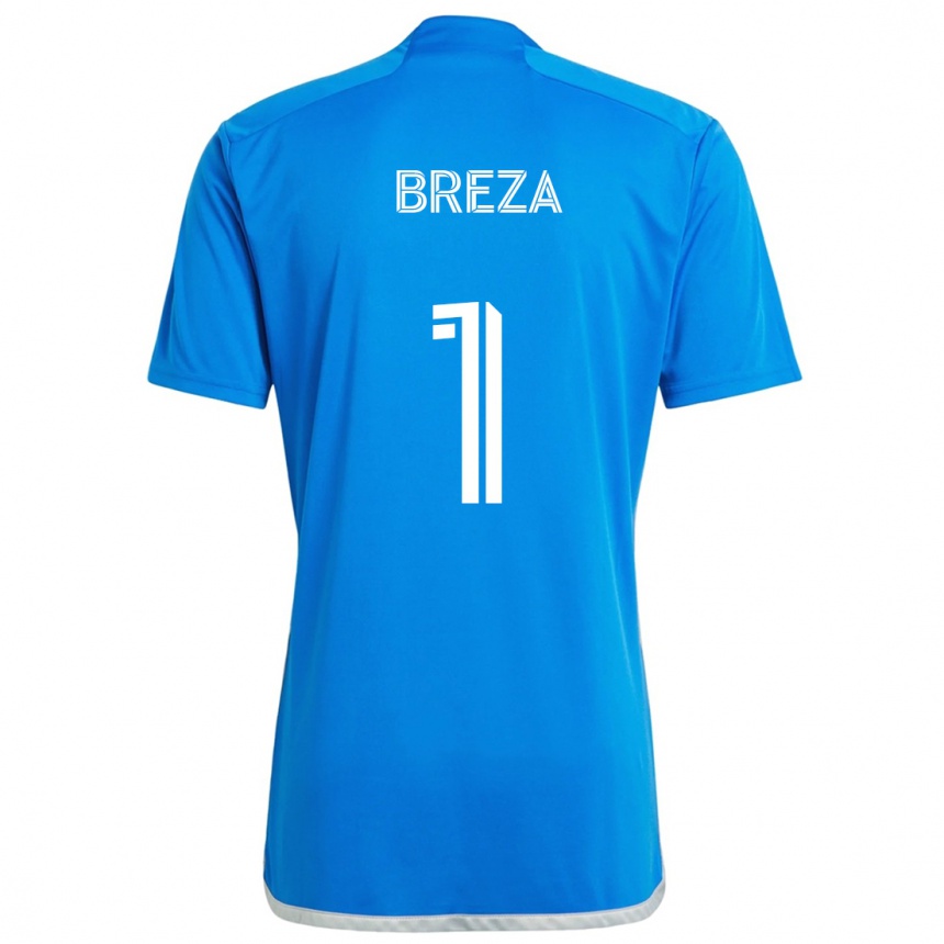 Women Football Sebastian Breza #1 Blue White Home Jersey 2024/25 T-Shirt Nz