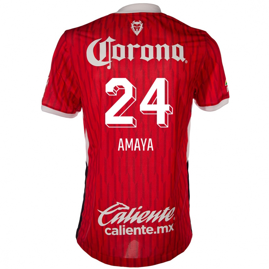 Women Football Frankie Amaya #24 Red White Home Jersey 2024/25 T-Shirt Nz