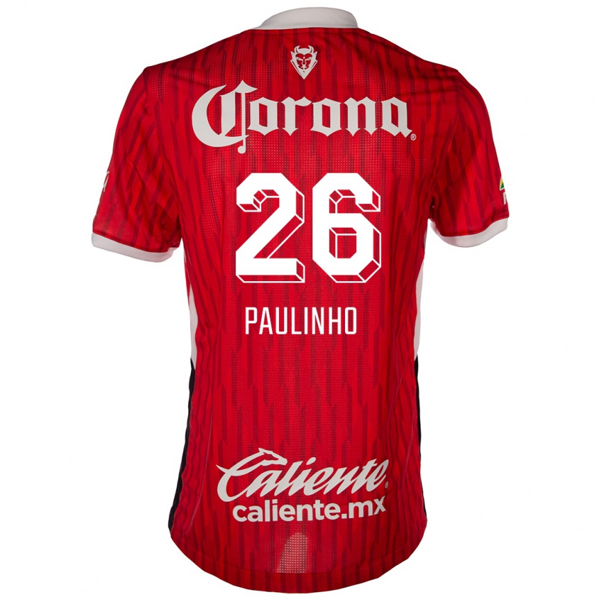 Women Football Paulinho #26 Red White Home Jersey 2024/25 T-Shirt Nz