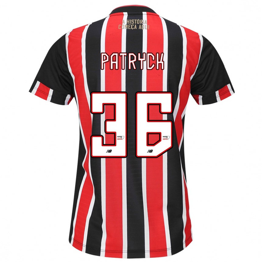 Women Football Patryck #36 Black Red White Away Jersey 2024/25 T-Shirt Nz