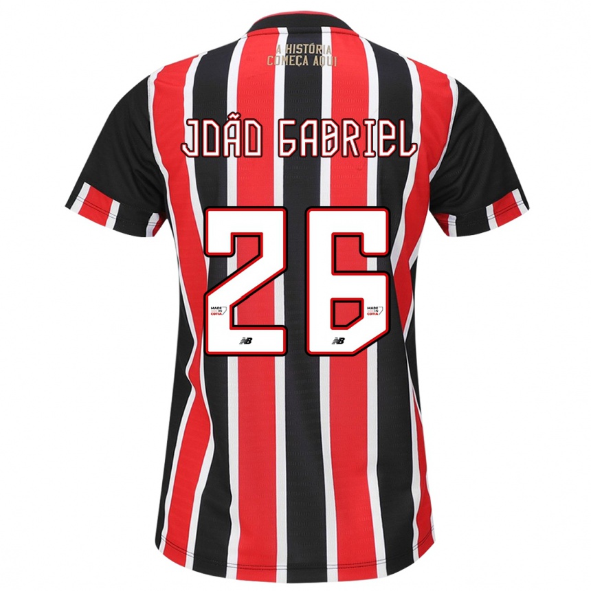 Women Football João Gabriel #26 Black Red White Away Jersey 2024/25 T-Shirt Nz