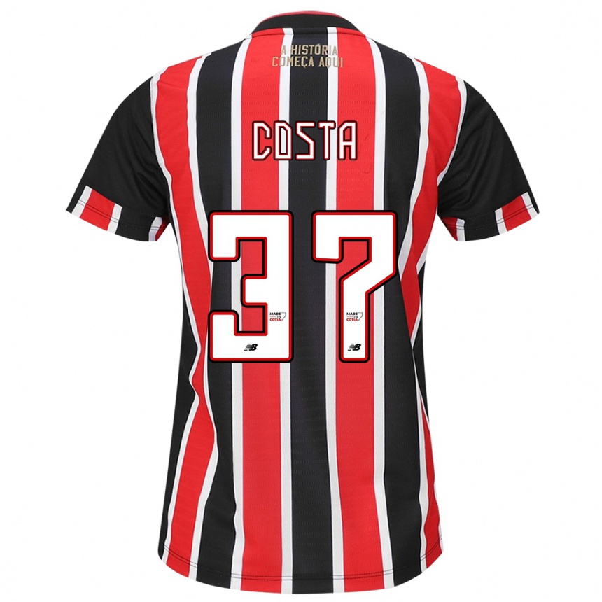 Women Football Talles Costa #37 Black Red White Away Jersey 2024/25 T-Shirt Nz